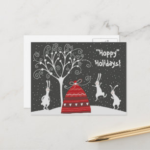 Winter Bunny Hoppy Holidays Postcard