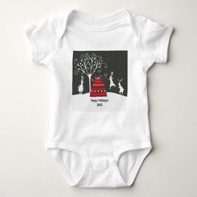 Winter Bunny Hoppy Holidays T-Shirt Baby Bodysuit (Front)