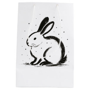Winter Bunny – Snow Rabbit Illustration on Medium Gift Bag
