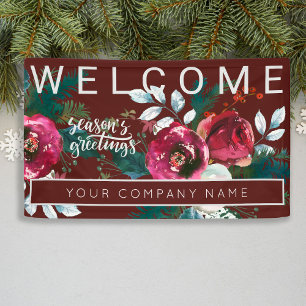 Winter Burgundy Christmas Corporate Party Welcome Banner