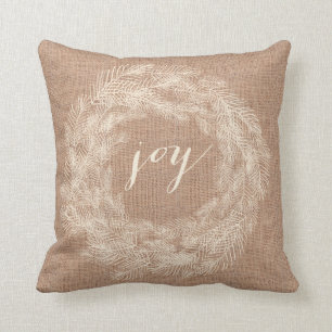 WINTER BURLAP   JOY STYLISH HOLIDAY PILLOW