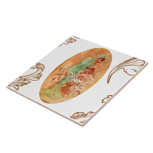 Winter by Alphonse Mucha Ceramic Tile (Side)