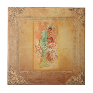 Winter by Alphonse Mucha Ceramic Tile