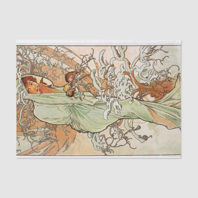 Winter by Alphonse Mucha Tissue Paper (Front)
