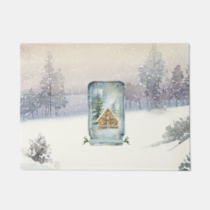 Winter Cabin Christmas Doormat