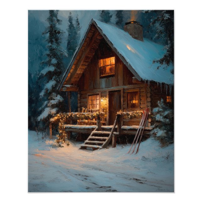 Winter Cabin Christmas Poster (Front)