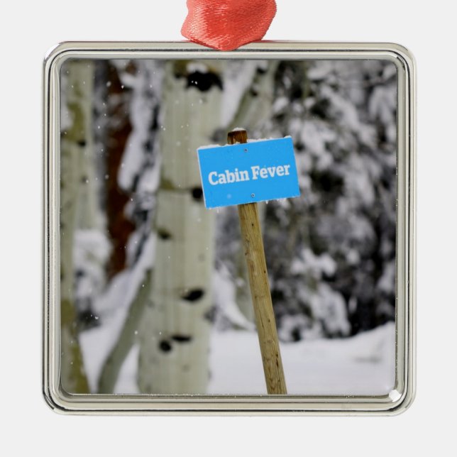 Winter Cabin Fever Holiday Season Snow Metal Ornament (Front)