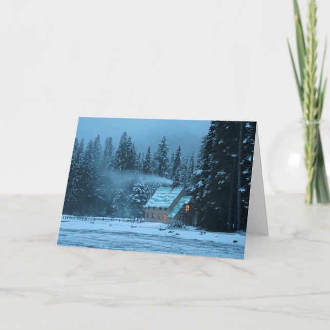 Winter Cabin Holiday Card (Front)