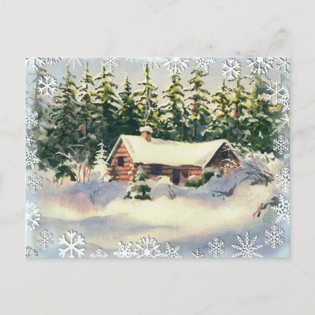 WINTER CABIN in SNOW by SHARON SHARPE Postcard (Front)