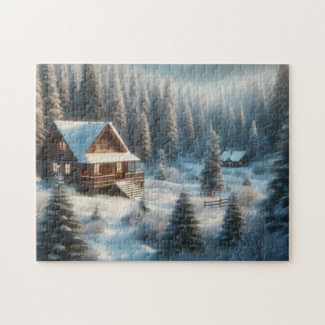 Winter Cabin in the Forest Jigsaw Puzzle (Horizontal)