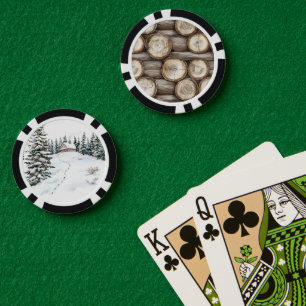 Winter Cabin Logs Christmas Poker Chips