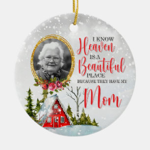 Winter Cabin Personalised Memorial Photo Ceramic Ornament