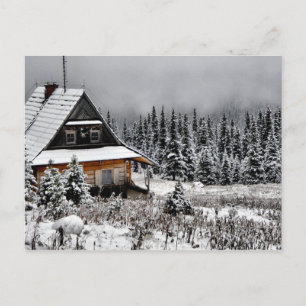 Winter Cabin. Postcard