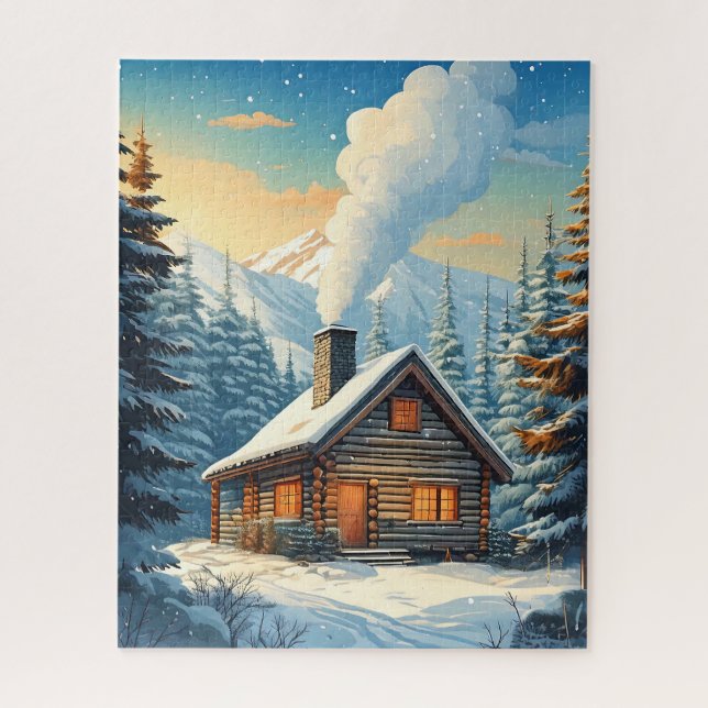 Winter Cabin Puzzle (Vertical)