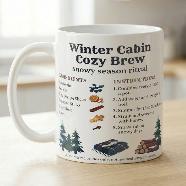 Winter Cabin Simmer Recipe Cozy Nights Coffee Mug (Creator Uploaded)