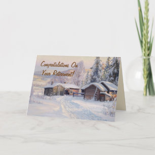 Winter Cabins Retirement Card