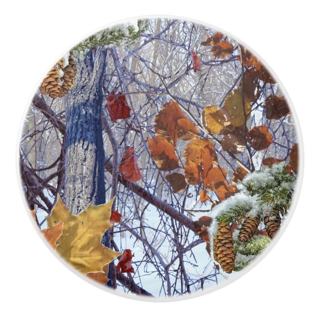 Winter Camo Camouflage Painting Ceramic Knob (Front)