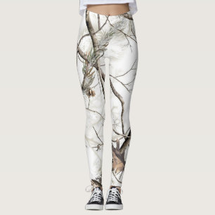 Winter Camouflage Tree Leave Leggings