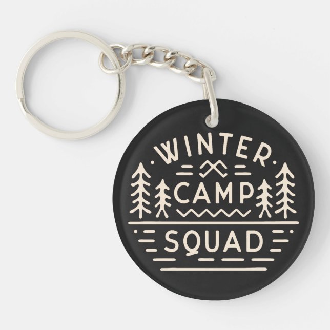 Winter camp camping trip squad key ring (Front)