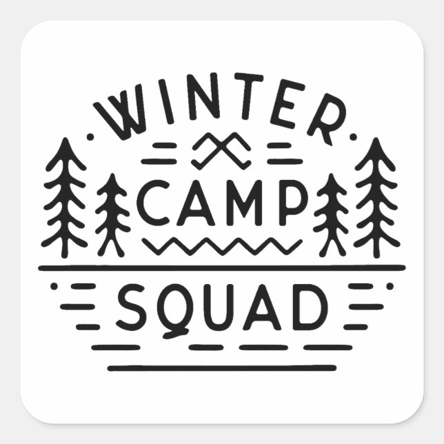 Winter camp squad crew matching square sticker (Front)