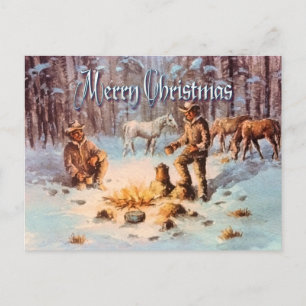 WINTER CAMPFIRE  by SHARON SHARPE Holiday Postcard