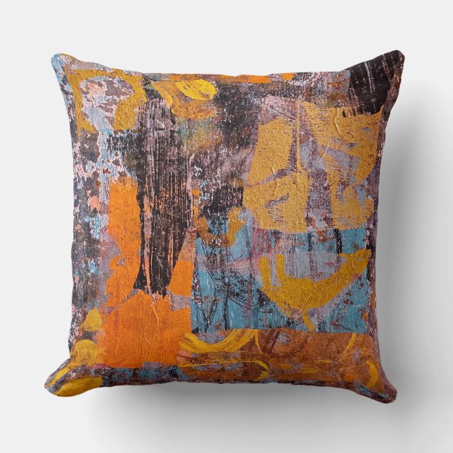 Winter Campfire, Collage, A Gel Print Abstract Cushion (Front)