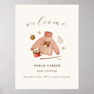 Winter Camping Clothes Baby Shower Welcome Sign