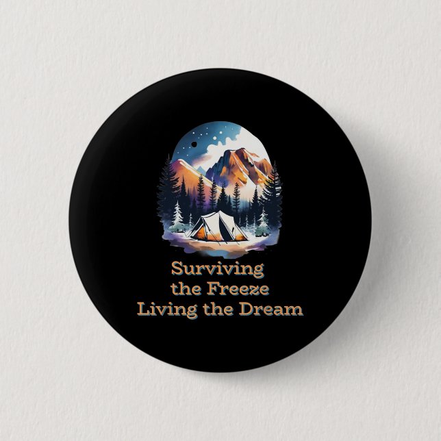 Winter Camping Hob  6 Cm Round Badge (Front)