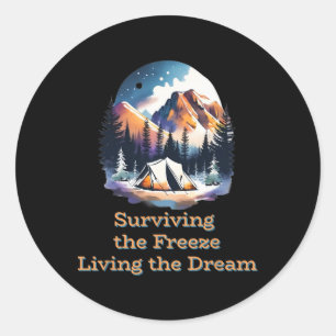 Winter Camping Hob  Classic Round Sticker