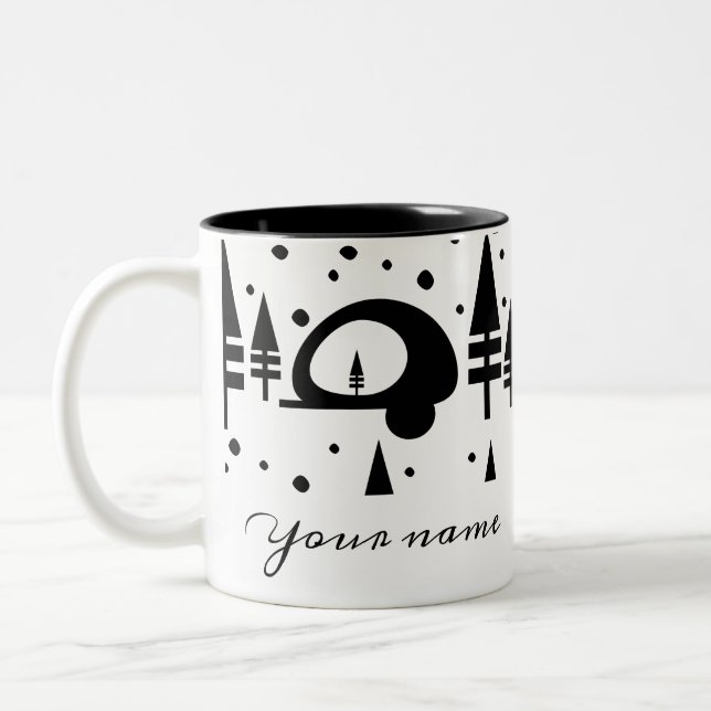 Winter Camping Snow Two-Tone Coffee Mug (Left)