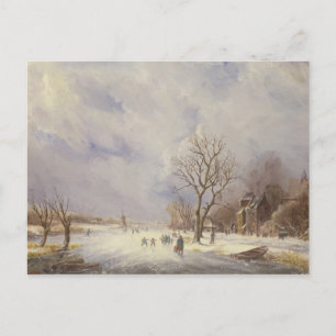 Winter Canal Scene, 19th century Postcard