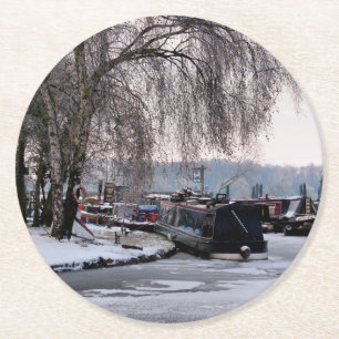 WINTER CANALS ROUND PAPER COASTER