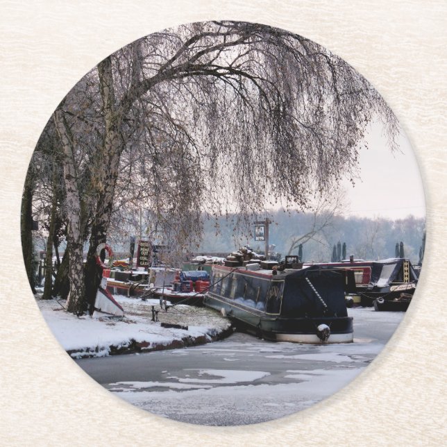 WINTER CANALS ROUND PAPER COASTER (Front)
