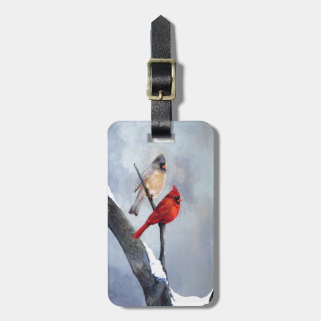 Winter Cardinal Custom Luggage Tag (Front Vertical)