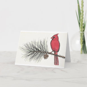 Winter cardinal holiday card