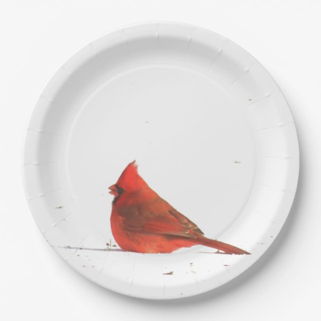 Winter Cardinal Party Plate (Front)