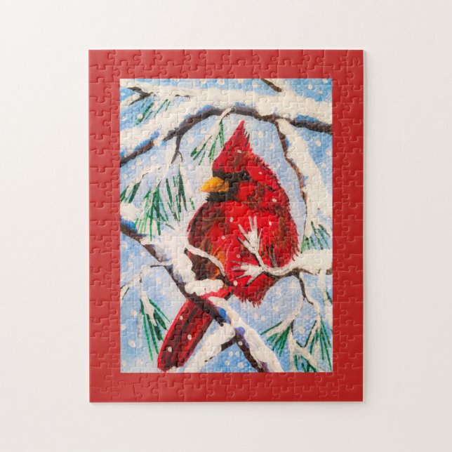 Winter Cardinal Puzzle (Vertical)