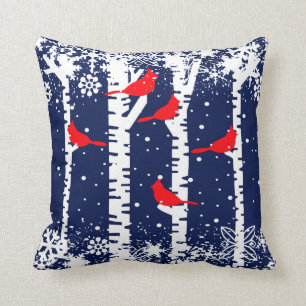 Winter Cardinal Scene Cushion