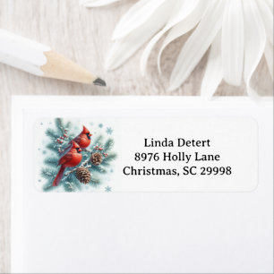 Winter Cardinal Songbirds Return Address  Label