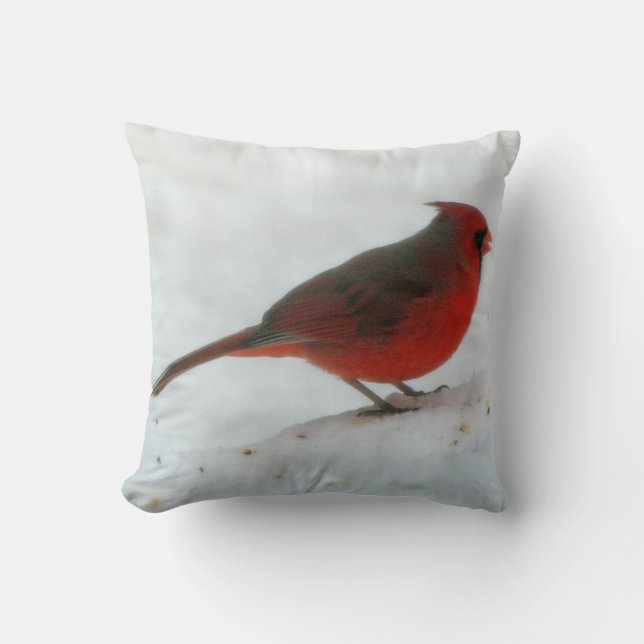 Winter Cardinal Throw Pillow (Front)