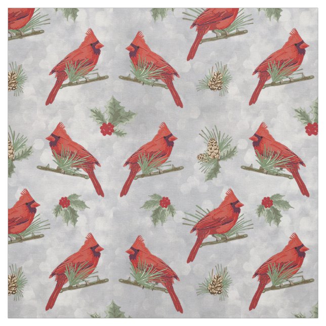 Winter Cardinals and Pines Fabric (Swatch)
