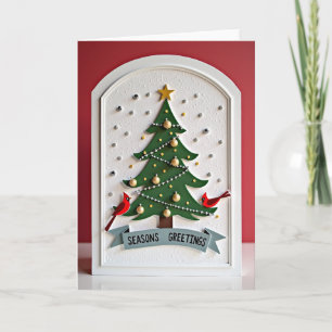 Winter Cardinals Christmas Tree Card