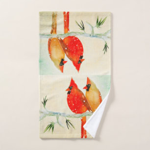 Winter Cardinals Hand Towel