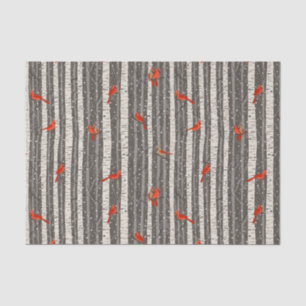 Winter Cardinals in Birch Trees Tissue Paper