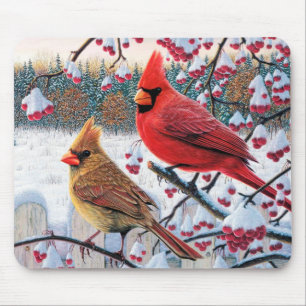 Winter Cardinals Mouse Pad
