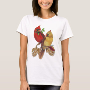 Winter Cardinals Pine and Holly T-Shirt