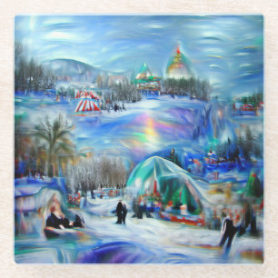 Winter Carnival Glass Coaster