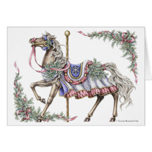 Winter Carousel Horse Card