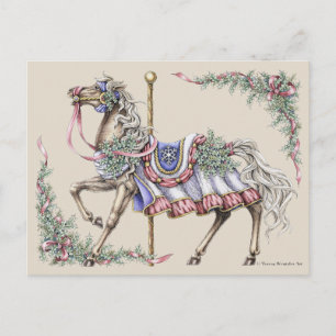 Winter Carousel Horse Post Card