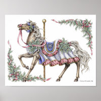 Winter Carousel Horse Poster